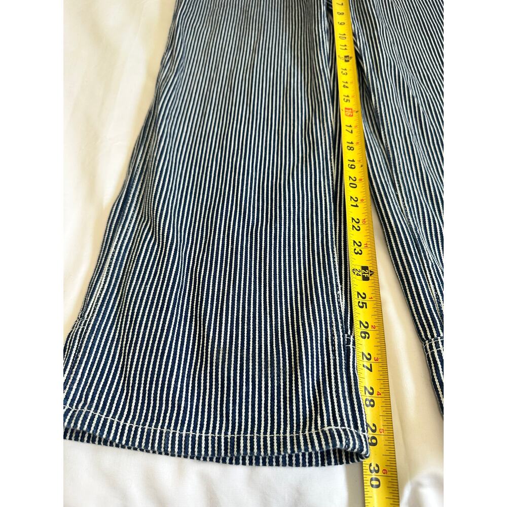 Dickies Stripe Overalls Womens Medium Railroad Bib Carpenter Wide Leg Denim - Picture 5 of 8